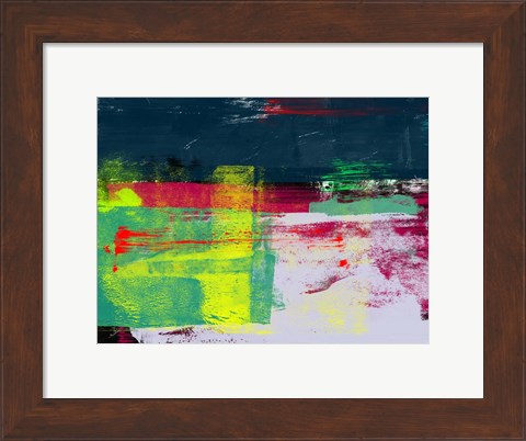 Framed Abstract Turquoise and Yellow Print
