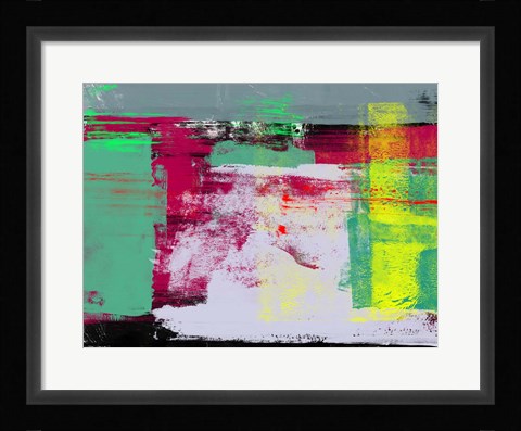 Framed Abstract Green and Purpple Print