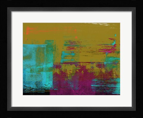 Framed Abstract Brown and Green Print