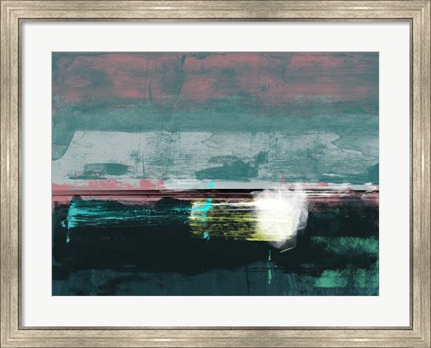 Framed Abstract  Green and White Print