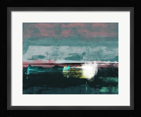 Framed Abstract  Green and White Print