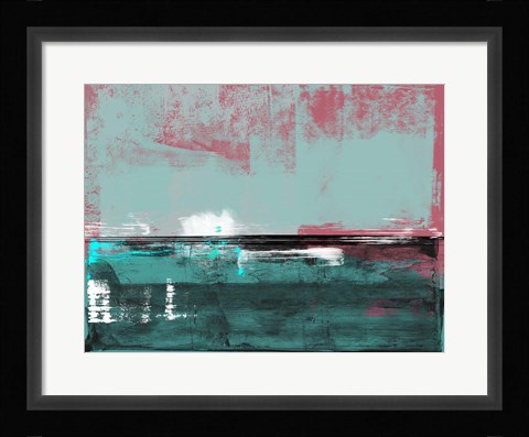Framed Abstract Turquoise and Indian Red Print