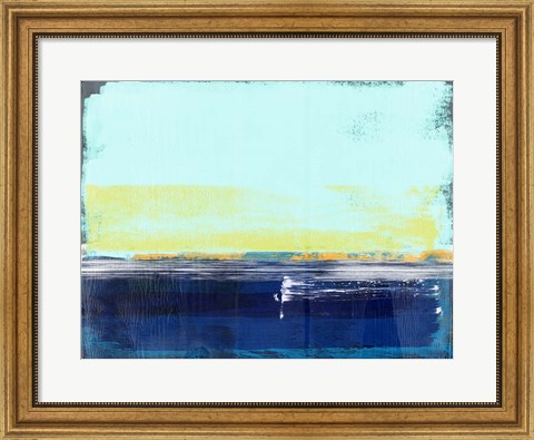 Framed Abstract Navy Blue and Turquoise Print