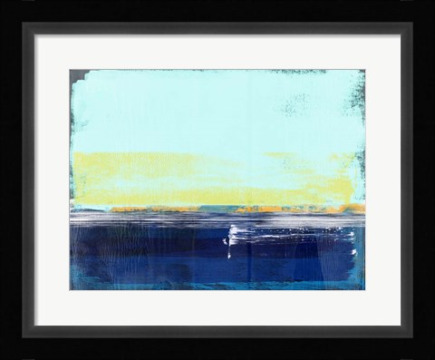 Framed Abstract Navy Blue and Turquoise Print