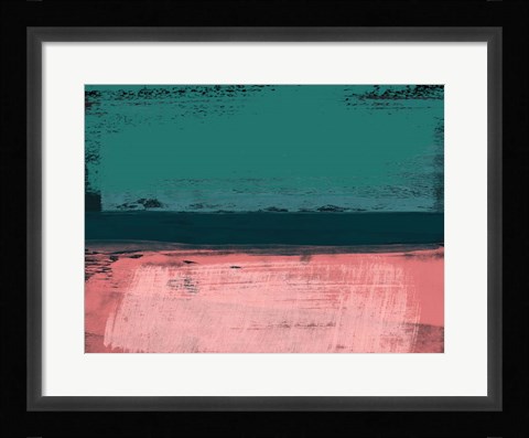 Framed Abstract Green and Red Print