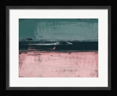Framed Abstract Dark Green and Light Red Print