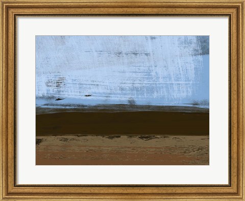 Framed Abstract Blue and Brown Print