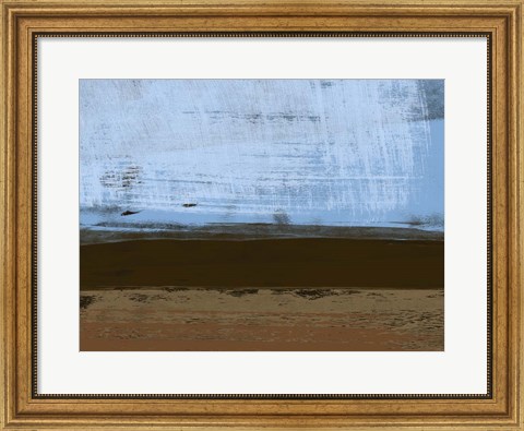 Framed Abstract Blue and Brown Print