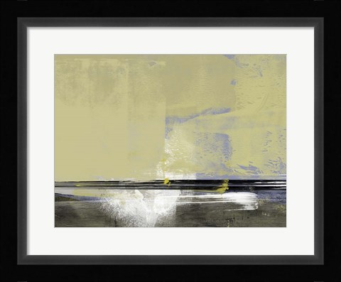 Framed Abstract Ochre and White Print