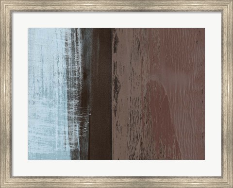 Framed Abstract Light Blue and Brown Print