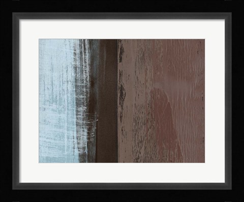 Framed Abstract Light Blue and Brown Print