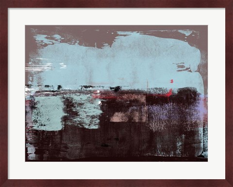 Framed Abstract Blue and Dark Purple Print