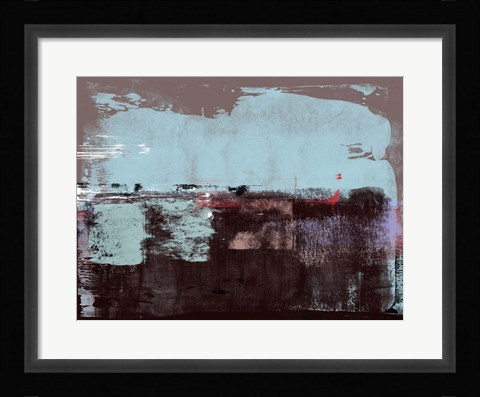 Framed Abstract Blue and Dark Purple Print