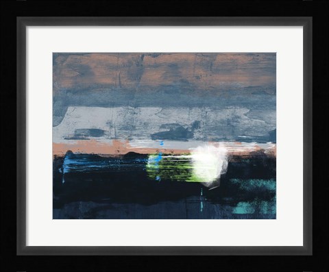 Framed Abstract Navy Blue and White Print