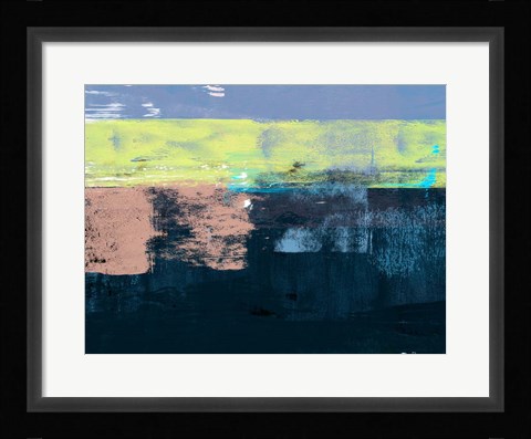 Framed Abstract Blue and Yellow I Print