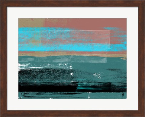 Framed Blue and Brown Abstract Composition Print
