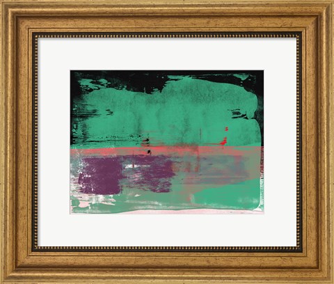 Framed Green Abstract Composition I Print