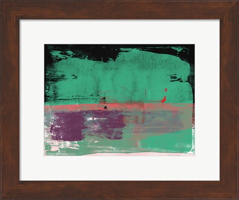 Framed Green Abstract Composition I Print
