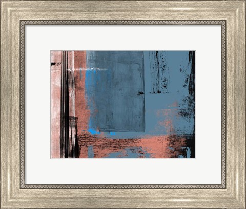 Framed Blue and Brown Abstract Composition I Print