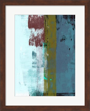 Framed Light Blue and Olive Abstract Composition I Print