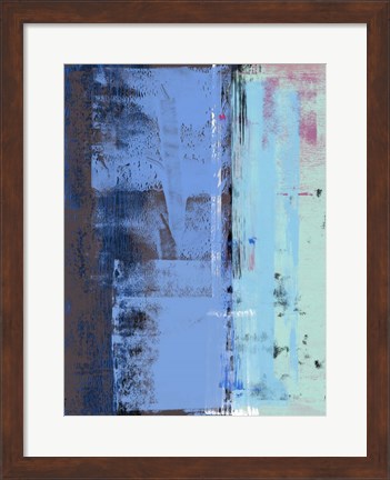 Framed Turquoise Blue Abstract Composition I Print