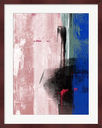 Framed Blue and Black Abstract Composition I Print