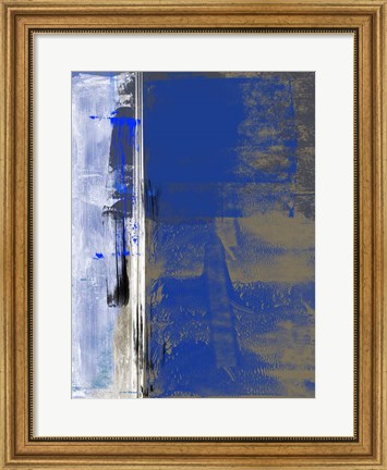 Framed Blue and White Abstract Composition I Print