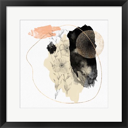 Framed Yellow Abstract Flower Art Composition Print