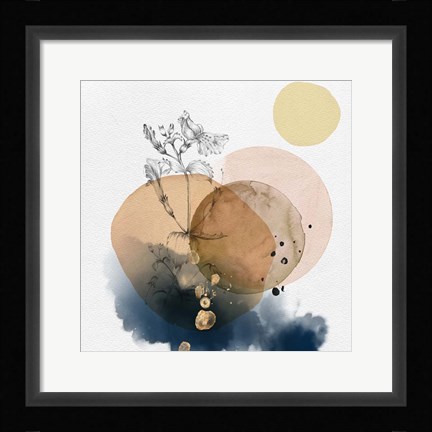 Framed Flower and Watercolor Circles IV Print