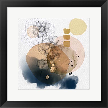 Framed Abstract  Flower Watercolor Composition Print