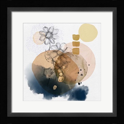 Framed Abstract  Flower Watercolor Composition Print