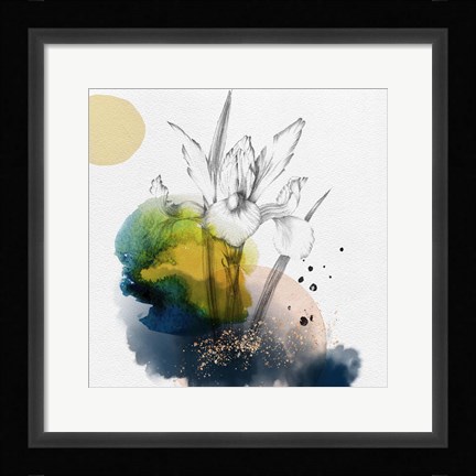 Framed Abstract  Flower Watercolor Composition I Print