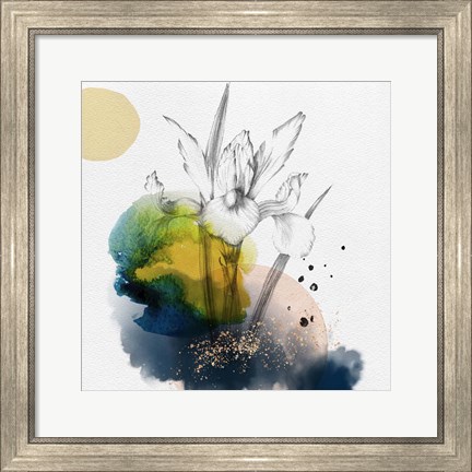 Framed Abstract  Flower Watercolor Composition I Print
