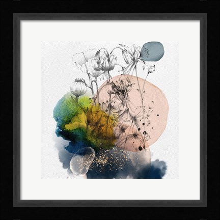 Framed Abstract  Flower Watercolor Composition II Print