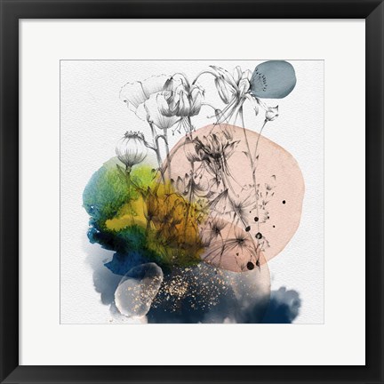 Framed Abstract  Flower Watercolor Composition II Print