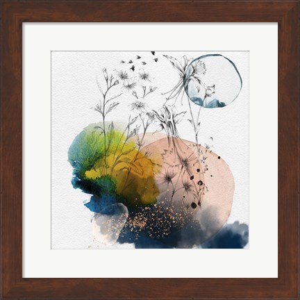Framed Abstract  Flower Watercolor Composition III Print