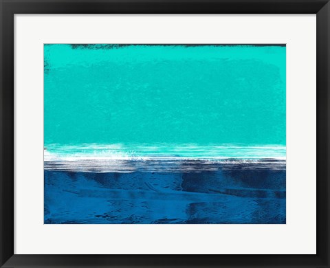Framed Abstract Blue and Turquoise Print