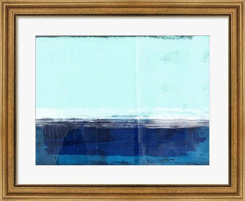 Framed Abstract Blue and Turquoise I Print