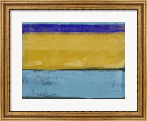 Framed Abstract Ochre and Blue I Print