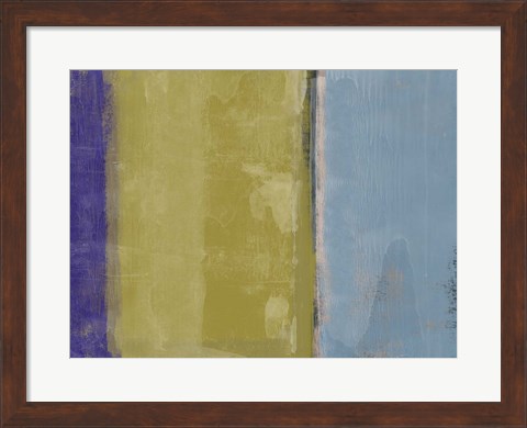 Framed Abstract Blue and Ochre Print