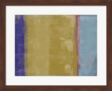 Framed Abstract Mustard and Blue Print