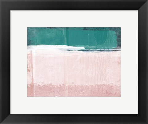 Framed Abstract Green and Pink Print