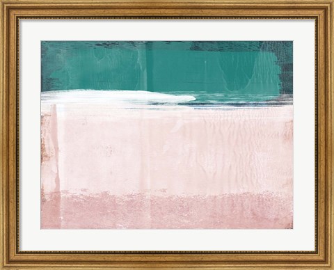 Framed Abstract Green and Pink Print