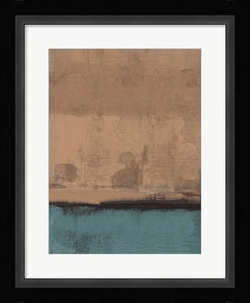 Framed Abstract Brown and Blue Print