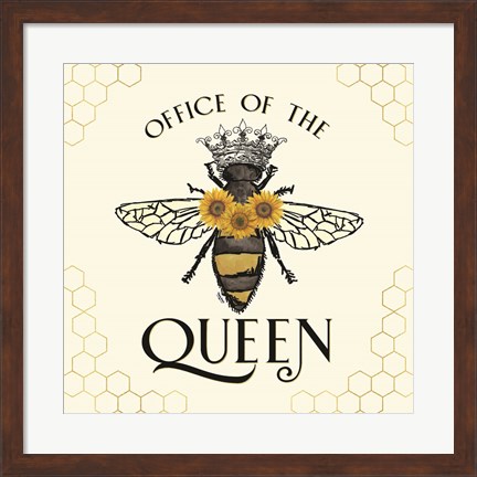Framed Honey Bees &amp; Flowers Please IV-The Queen Print