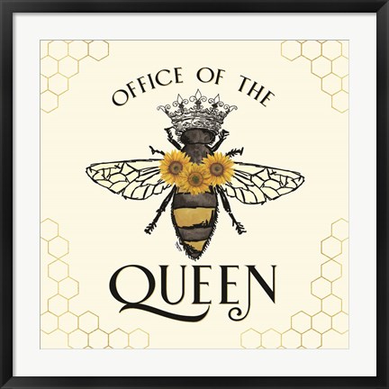 Framed Honey Bees &amp; Flowers Please IV-The Queen Print