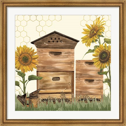 Framed Honey Bees &amp; Flowers Please VII Print