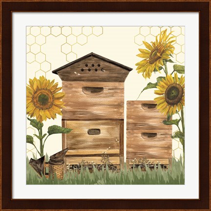 Framed Honey Bees &amp; Flowers Please VII Print