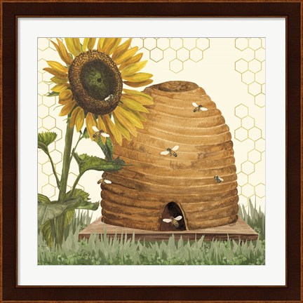Framed Honey Bees &amp; Flowers Please VIII Print