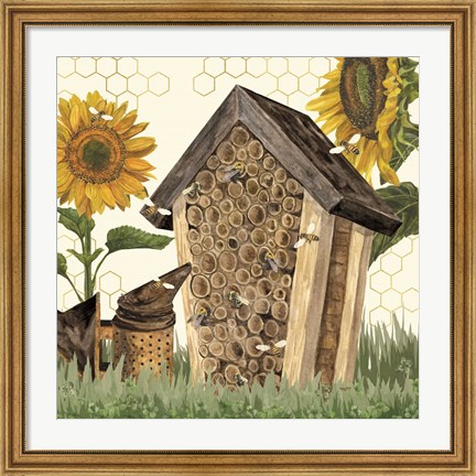 Framed Honey Bees &amp; Flowers Please X Print